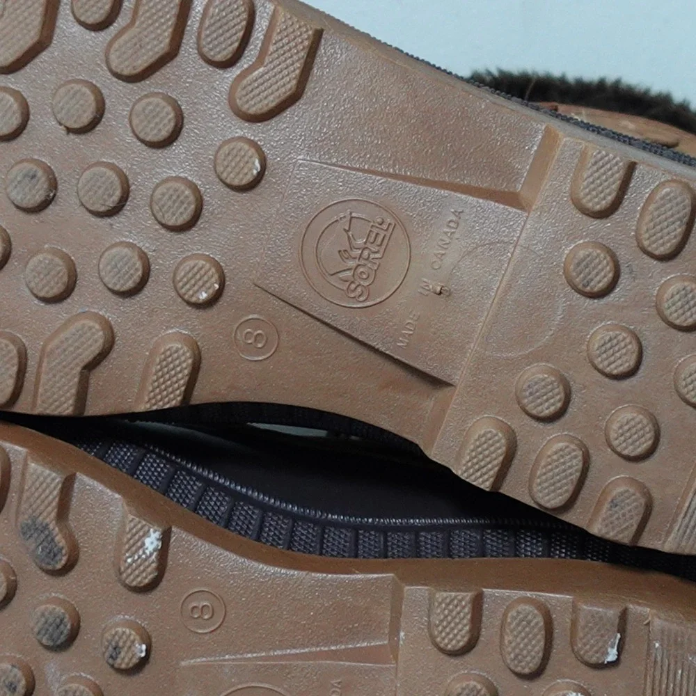 VTG Sorel Badger‎ Boots Men 8 Brown Leather Rubber Waterproof Winter Snow Lined
